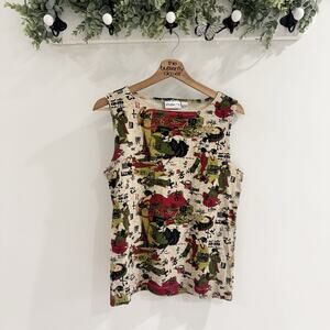 Vintage Chico’s Japanese Asian Inspired Print Tank Size Medium NN4652